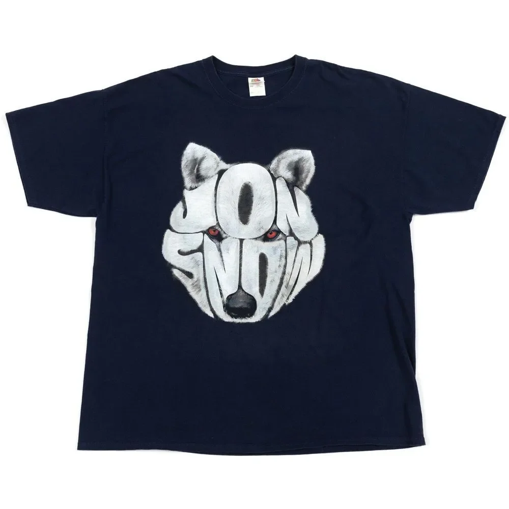 Game Of Thrones Jon Snow Wolf Graphic Print T-Shirt Navy Size 2XL